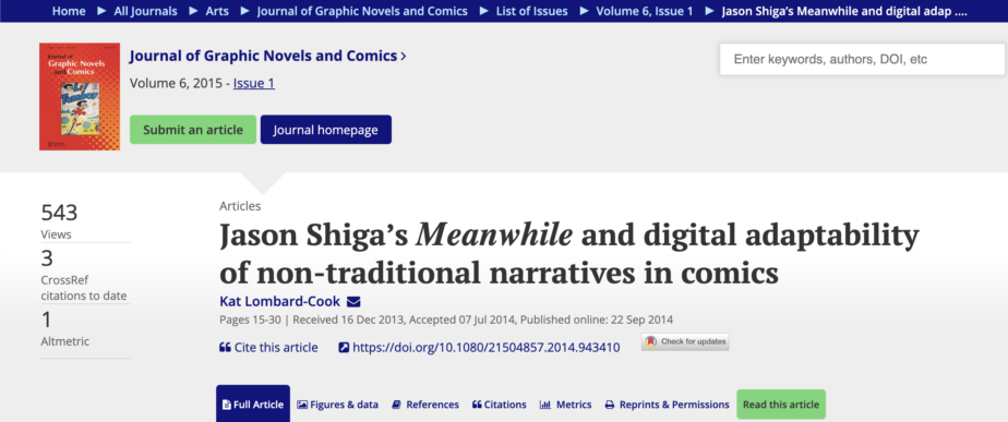 Jason Shiga’s Meanwhile and digital adaptability of non-traditional narratives in comics—Journal Article
