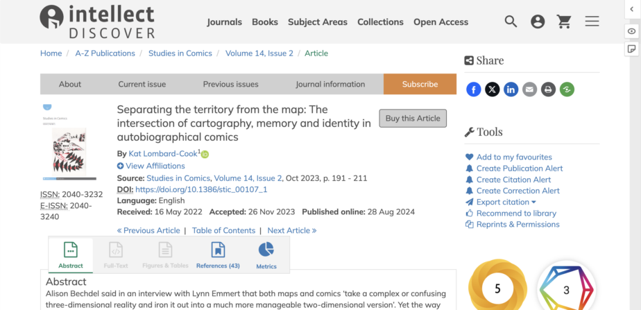 Separating the territory from the map: The intersection of cartography, memory and identity in autobiographical comics—Journal Article